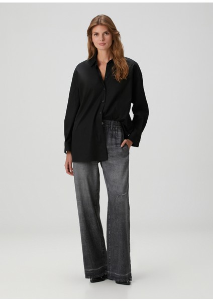 Tyler Illuson Antrasit Wide Leg Jean Pantolon