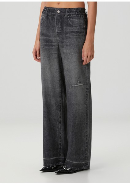 Tyler Illuson Antrasit Wide Leg Jean Pantolon modelleri