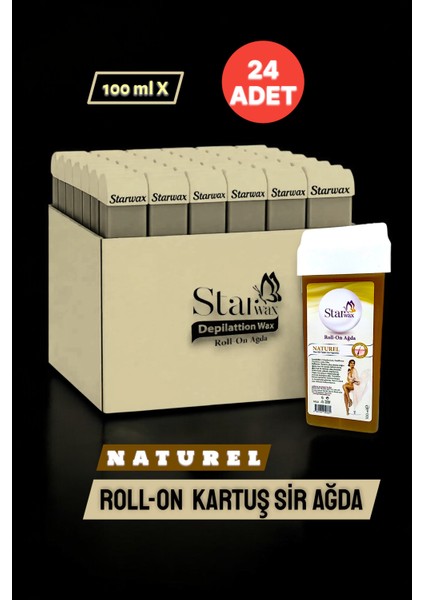 Roll On Kartuş Sir Ağda | Natürel | Tüm Ciltler Için | 24L'U Paket (24X100 Ml)