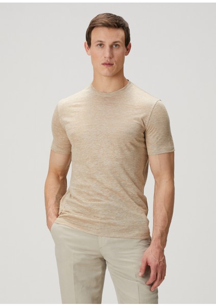 Bej Keten T-Shirt
