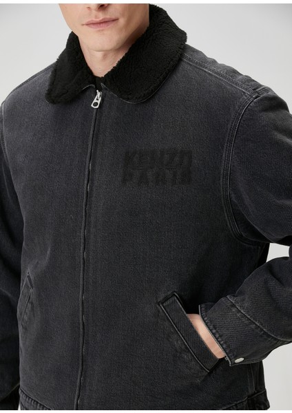 Siyah Yakası Shearling Detaylı Denim Mont indirimleri