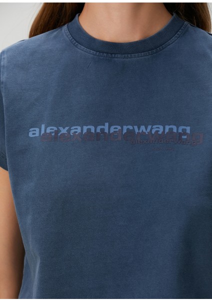 Lacivert Logo Baskılı T-Shirt indirimleri
