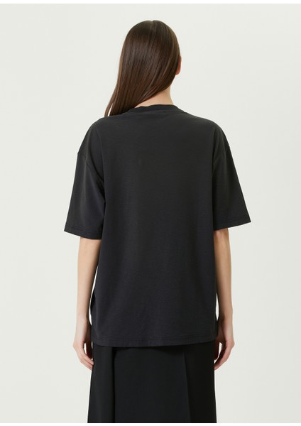 Antrasit Bisiklet Yaka Logolu T-Shirt indirimleri