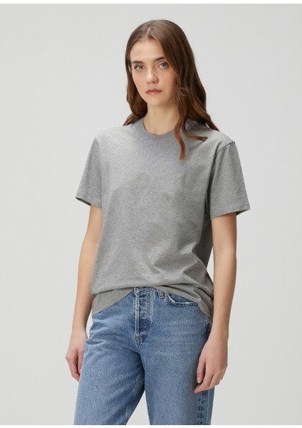 Gri Logo Nakışlı T-Shirt modelleri
