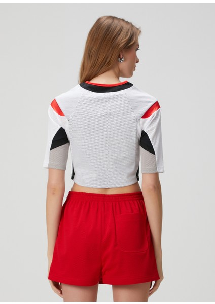 Kırmızı Beyaz Logolu Crop Bluz fırsatları