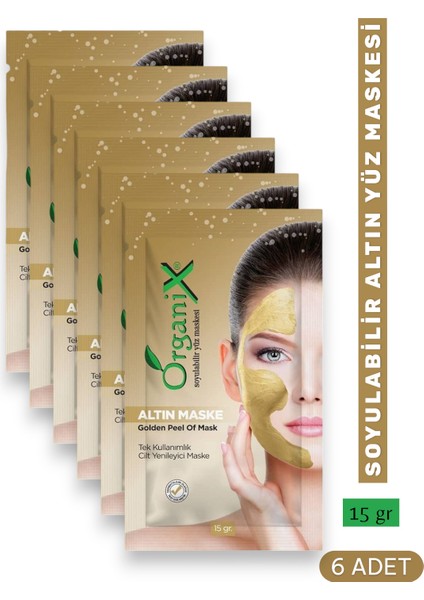 Tek Kullanımlık Altın Maske - Cilt Yenileyici Soyulabilir Maske 15 gr (6 Adet)