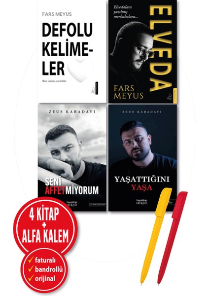 Alfa Kalem+Fars Meyus Zeus Kabadayı 4 Kitap Elveda Def-O Kelime Seni Affetmiyorum Yaşattığını Yaşa