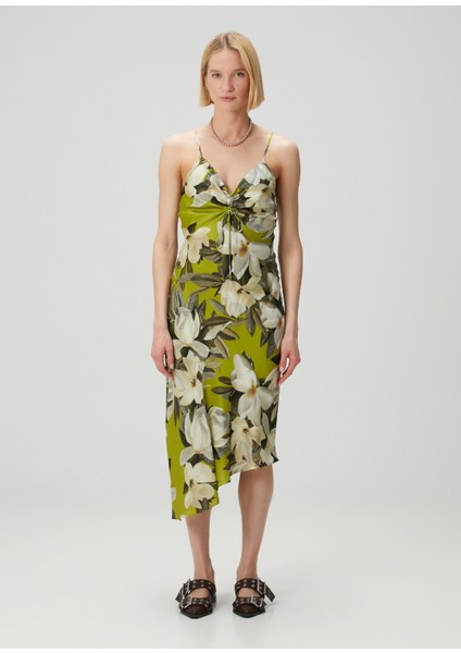 Alexia Yeşil Çiçekli Midi Elbise fiyatları