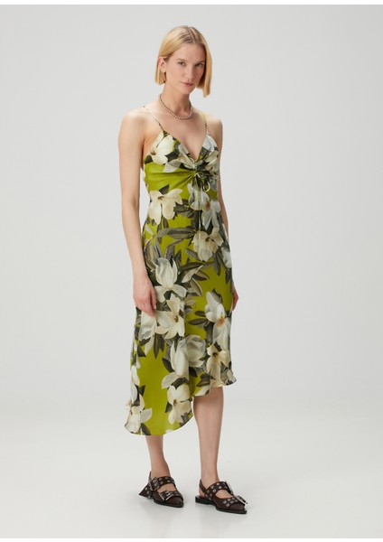 Alexia Yeşil Çiçekli Midi Elbise modelleri