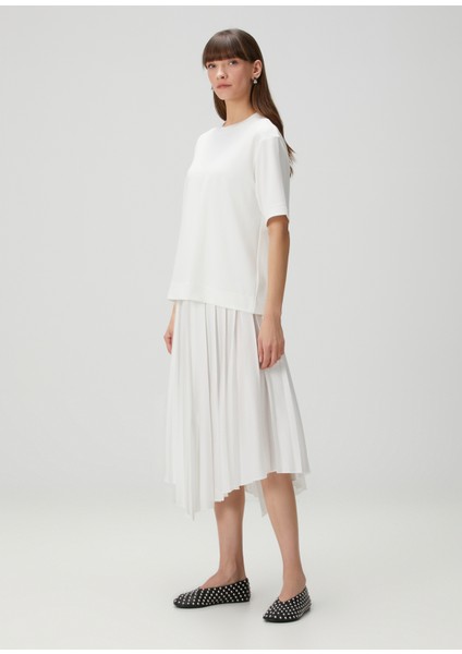 Jax Beyaz Midi T-Shirt Elbise