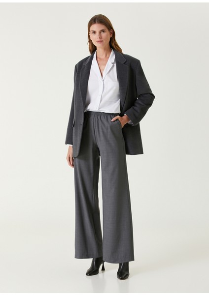 Koyu Gri Yün Karışımlı Pantolon