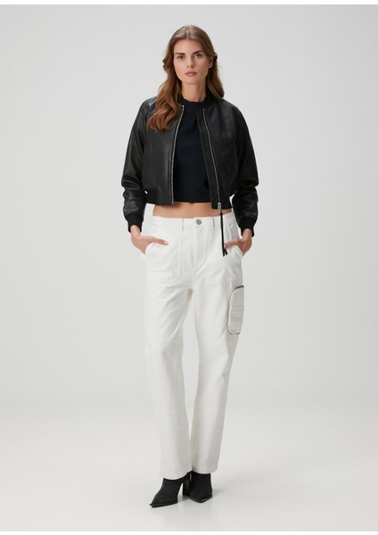 Florence Beyaz Straight Leg Jean Pantolon