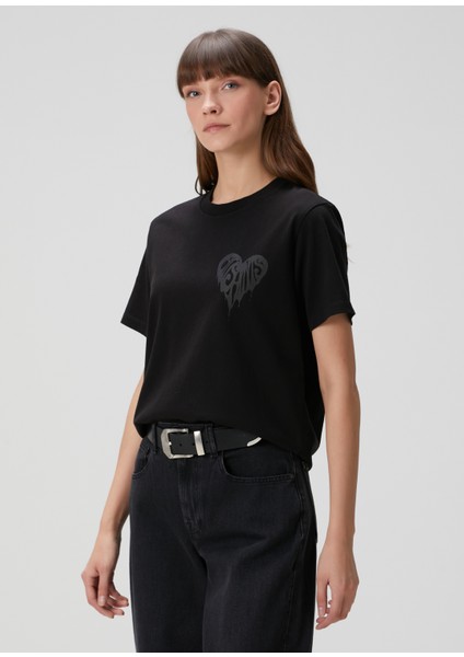 Poster Graphic Boyfriend Siyah T-Shirt