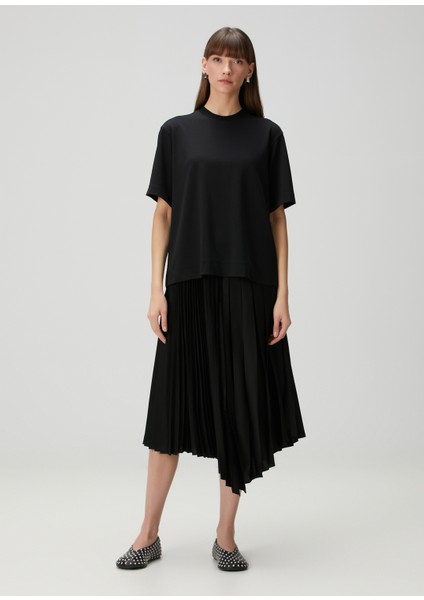 Jax Siyah Midi T-Shirt Elbise