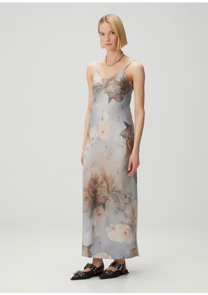 Bryony Mavi Çiçekli Maksi Elbise