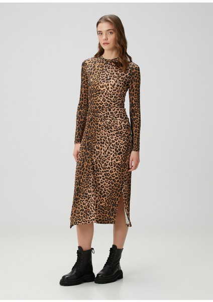 Rivi Leopar Desenli Midi Elbise fiyatları