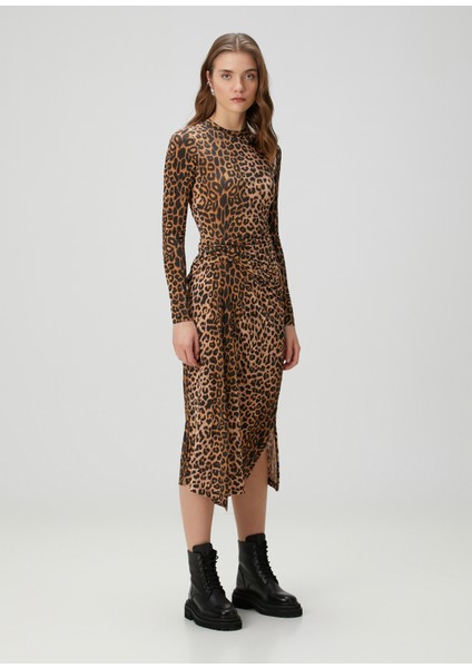 Rivi Leopar Desenli Midi Elbise modelleri
