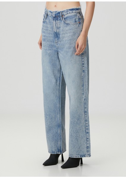 Blake Frayed Mavi Wide Leg Jean Pantolon fiyatları