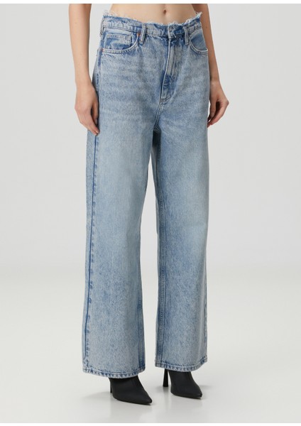 Blake Frayed Mavi Wide Leg Jean Pantolon modelleri