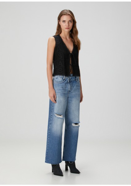 Florence Siyah Tığ Işi Yelek fiyatları