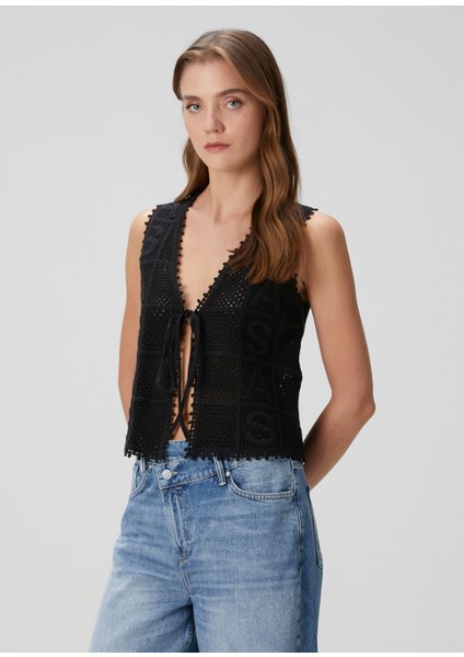 Florence Siyah Tığ Işi Yelek modelleri