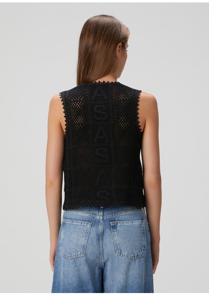 Florence Siyah Tığ Işi Yelek indirimleri