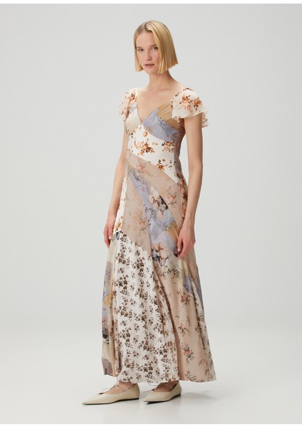 Lala Çiçekli Maksi Elbise