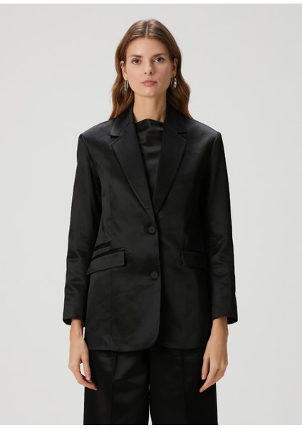 Sae Relaxed Fit Siyah Saten Blazer modelleri