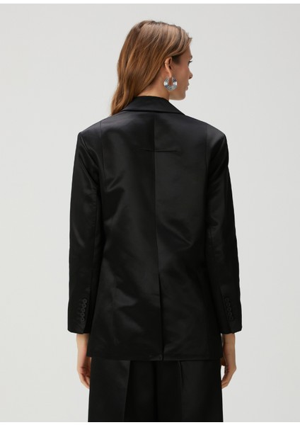Sae Relaxed Fit Siyah Saten Blazer fırsatları