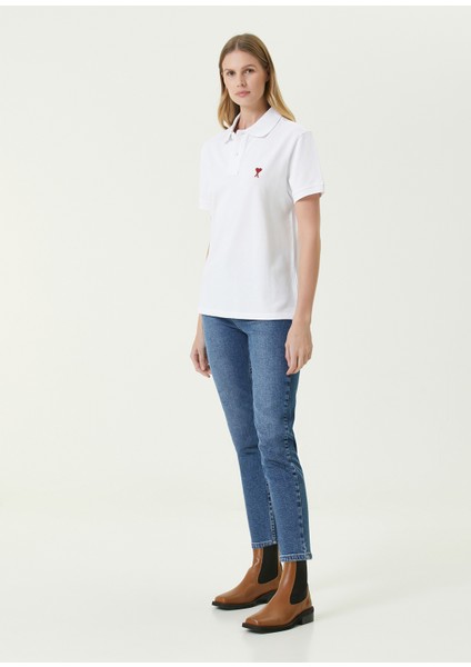 Beyaz Polo Yaka Logolu T-Shirt fiyatları