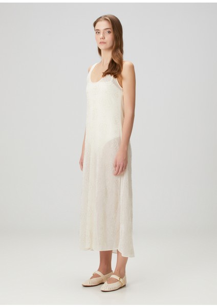 Ekru Işlemeli Midi Plaj Elbisesi modelleri