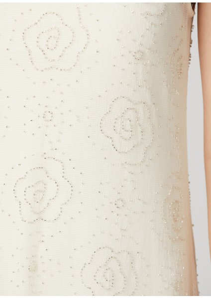 Ekru Işlemeli Midi Plaj Elbisesi indirimleri