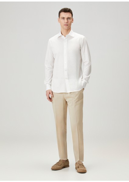 Bej Beli Kordonlu Pilili Pantolon