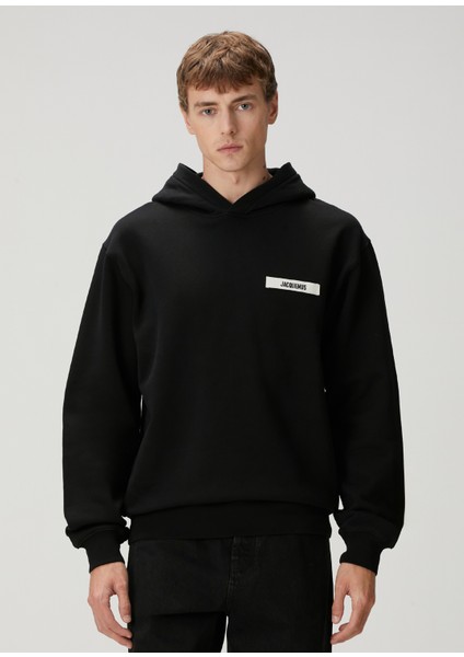 Gros Grain Siyah Kapüşonlu Sweatshirt