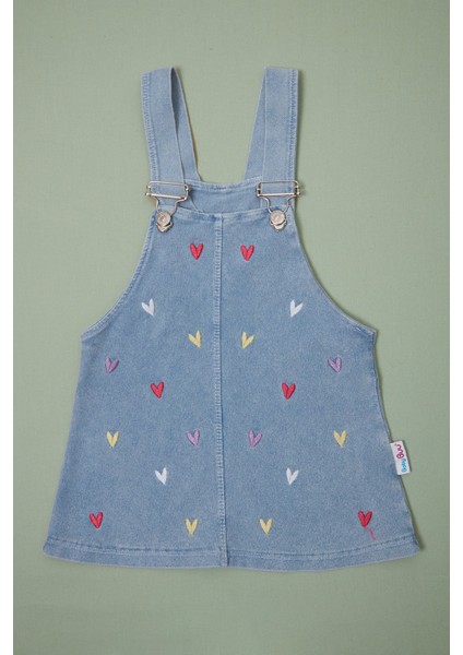 %100 Pamuk Papatya Nakışlı Kız Çocuk 2 Li Salopet Takım fırsatları