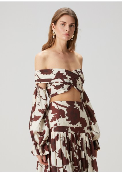 Trisha Kahve Beyaz Çiçekli Bluz modelleri