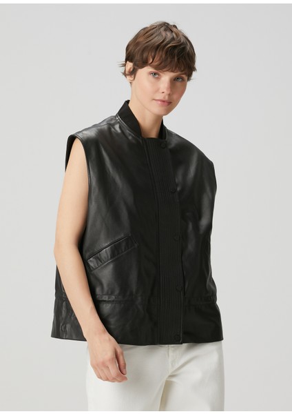 Sofi Siyah Deri Yelek modelleri