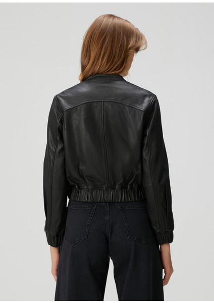 Martina Siyah Deri Bomber Ceket fırsatları