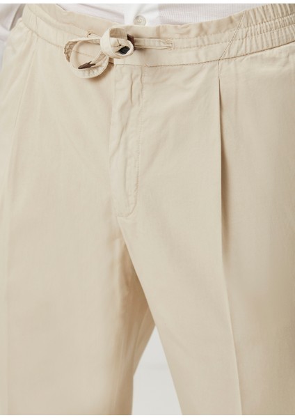 Bej Beli Kordonlu Pilili Pantolon fırsatları