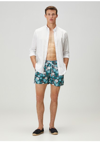 Yeşil Çiçek Desenli Mayo