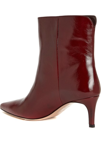 Bordo Kadın Deri Bot modelleri