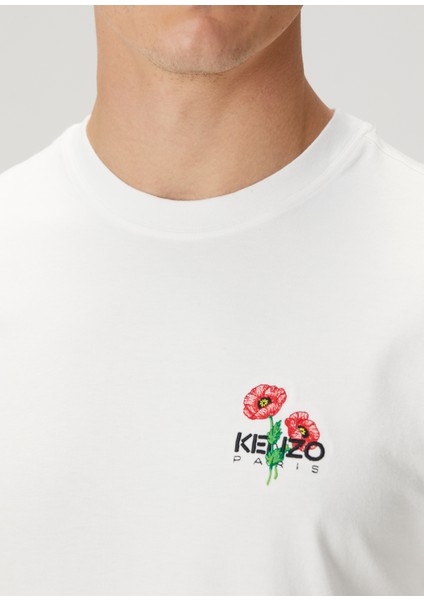Kırık Beyaz Çiçek Baskılı T-Shirt indirimleri