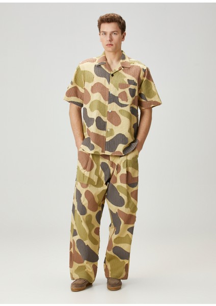 Yuki Kamuflaj Desenli Gofreli Pantolon