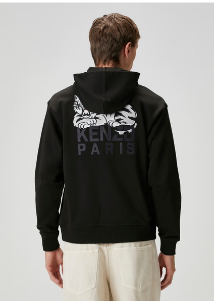 Siyah Kapüşonlu Logo Nakışlı Sweatshirt fırsatları