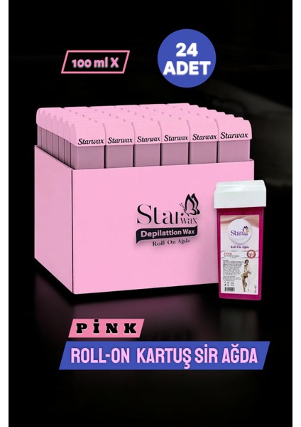 Roll On Kartuş Sir Ağda Pink | Hassas Ciltler Için Özel | 24'lü Profesyonel Paket