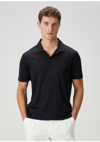 Lacivert Ipek Polo T-Shirt