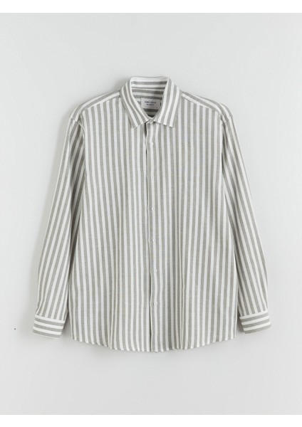 Yeni Sezon Regular Fit Uzun Kollu Çizgili Erkek Gömlek indirimleri