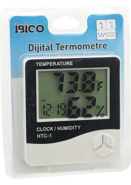 Dijital Saat - Sıcaklık - Nem Ölçer Pilli (4887)