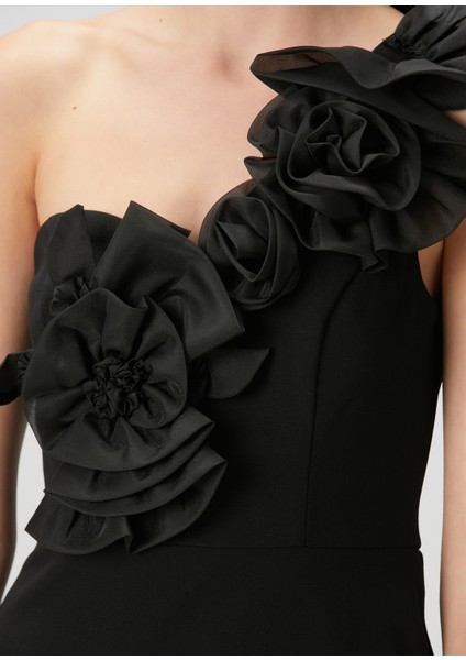 Siyah Tek Omuzlu Midi Kokteyl Elbise indirimleri