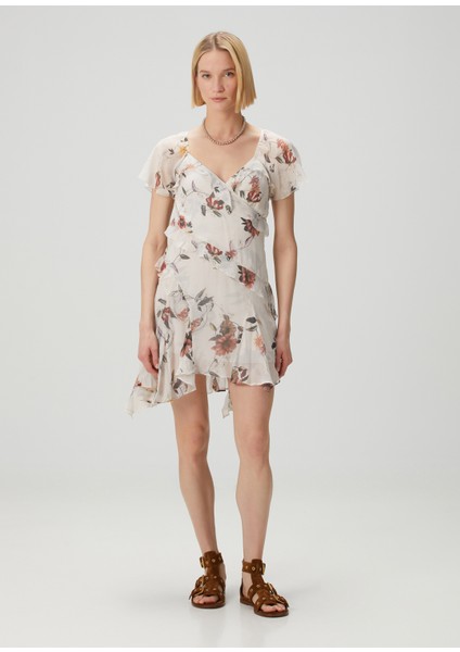 Darma Ekru Çiçekli Mini Elbise fiyatları